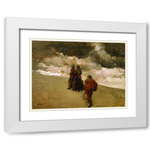 To the Rescue White Modern Wood Framed Art Print with Double Matting by Homer, Winslow