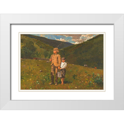 Crossing the Pasture White Modern Wood Framed Art Print with Double Matting by Homer, Winslow