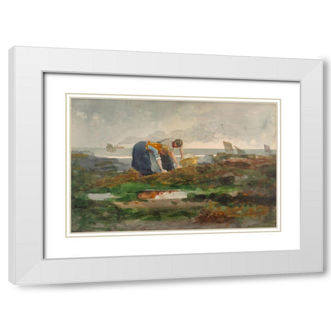 The Mussel Gatherers White Modern Wood Framed Art Print with Double Matting by Homer, Winslow