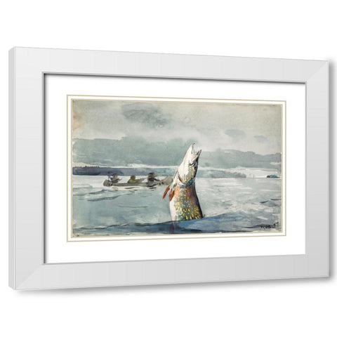 Pike, Lake St. John Ouananiche Fishing White Modern Wood Framed Art Print with Double Matting by Homer, Winslow