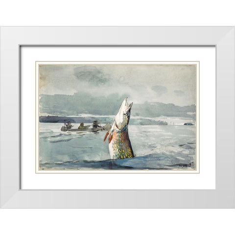 Pike, Lake St. John Ouananiche Fishing White Modern Wood Framed Art Print with Double Matting by Homer, Winslow