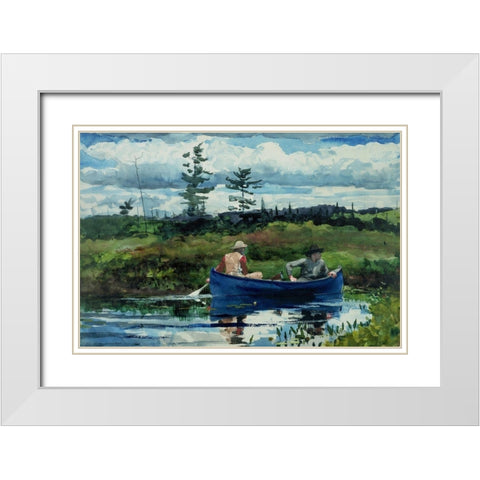 The Blue Boat White Modern Wood Framed Art Print with Double Matting by Homer, Winslow