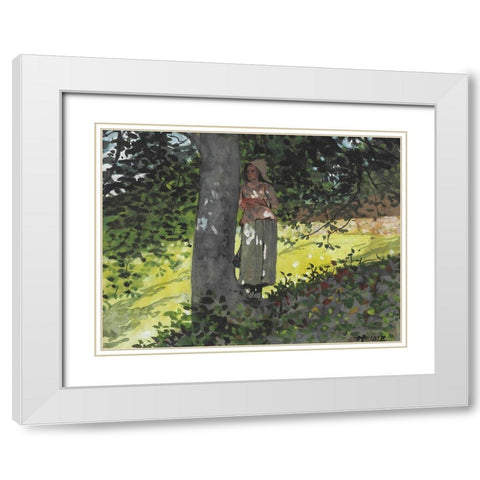 A Shady Spot, Houghton Farm White Modern Wood Framed Art Print with Double Matting by Homer, Winslow