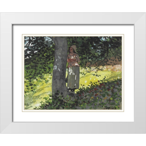 A Shady Spot, Houghton Farm White Modern Wood Framed Art Print with Double Matting by Homer, Winslow