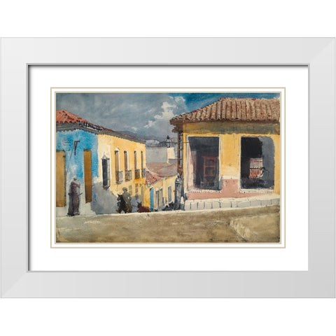 Santiago de Cuba, Street Scene White Modern Wood Framed Art Print with Double Matting by Homer, Winslow
