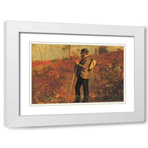 Man with a Knapsack White Modern Wood Framed Art Print with Double Matting by Homer, Winslow
