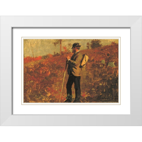 Man with a Knapsack White Modern Wood Framed Art Print with Double Matting by Homer, Winslow