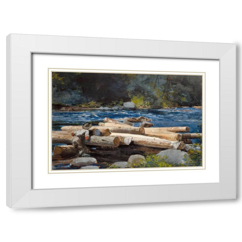 Hudson River White Modern Wood Framed Art Print with Double Matting by Homer, Winslow