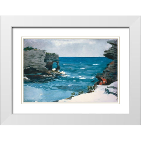 Rocky Shore, Bermuda White Modern Wood Framed Art Print with Double Matting by Homer, Winslow