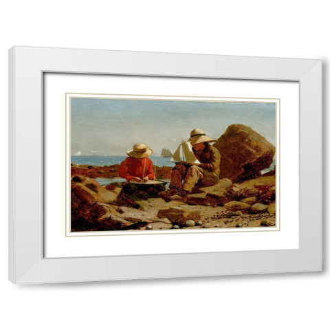 The Boat Builders White Modern Wood Framed Art Print with Double Matting by Homer, Winslow