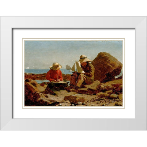 The Boat Builders White Modern Wood Framed Art Print with Double Matting by Homer, Winslow