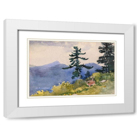 North Woods Club, Adirondacks White Modern Wood Framed Art Print with Double Matting by Homer, Winslow
