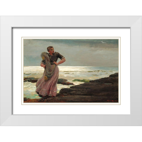 A Light on the Sea White Modern Wood Framed Art Print with Double Matting by Homer, Winslow