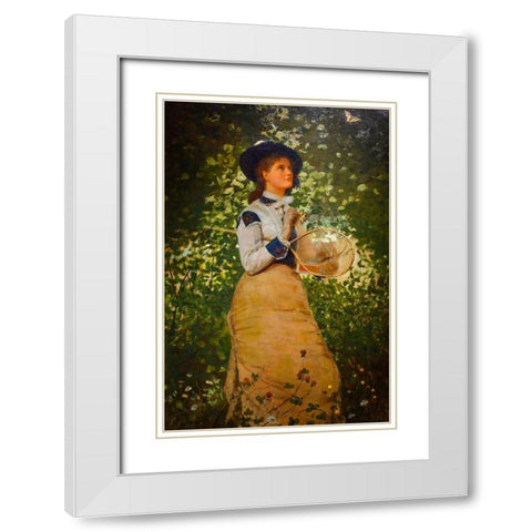 Butterflies White Modern Wood Framed Art Print with Double Matting by Homer, Winslow