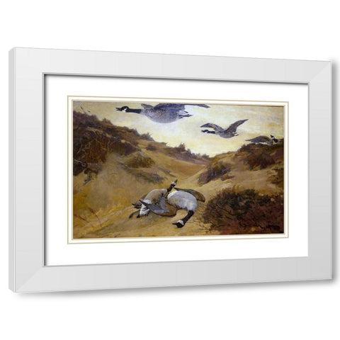 Wild Geese in Flight White Modern Wood Framed Art Print with Double Matting by Homer, Winslow
