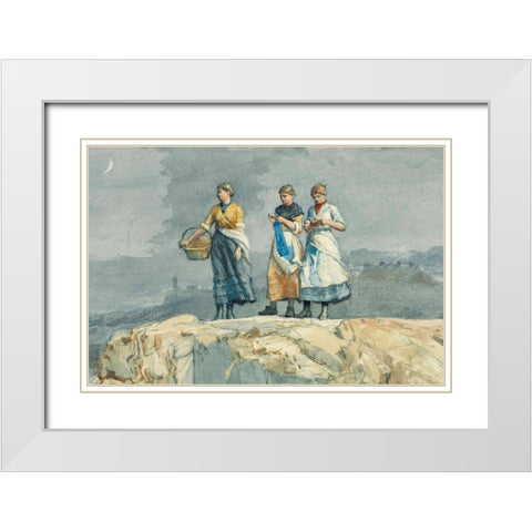 Where are the Boats White Modern Wood Framed Art Print with Double Matting by Homer, Winslow