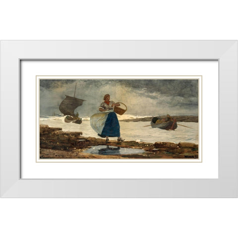 Inside the Bar White Modern Wood Framed Art Print with Double Matting by Homer, Winslow