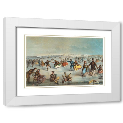 Skating in Central Park, New York White Modern Wood Framed Art Print with Double Matting by Homer, Winslow