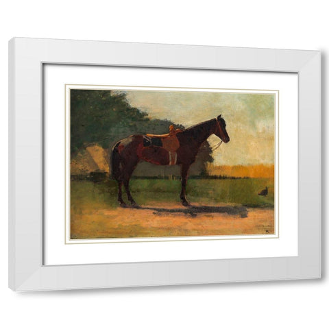 Saddle Horse in Farm Yard White Modern Wood Framed Art Print with Double Matting by Homer, Winslow