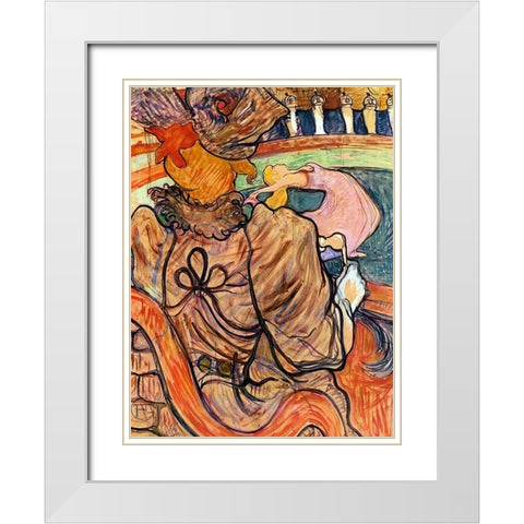 At the Nouveau Cirque the Dancer and Five Stuffed Shirts White Modern Wood Framed Art Print with Double Matting by Toulouse-Lautrec, Henri de