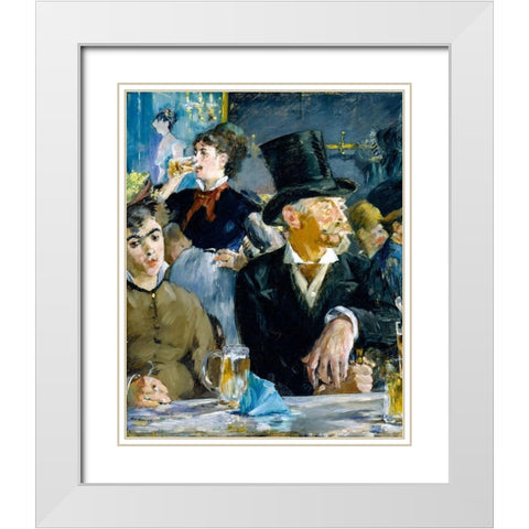 At the Cafe White Modern Wood Framed Art Print with Double Matting by Manet, Edouard
