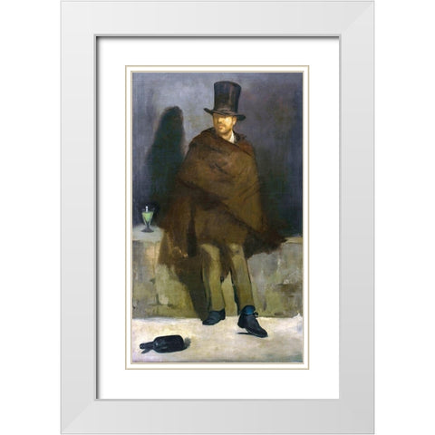 The Absinthe Drinker White Modern Wood Framed Art Print with Double Matting by Manet, Edouard