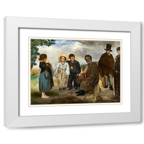 The Old Musician White Modern Wood Framed Art Print with Double Matting by Manet, Edouard