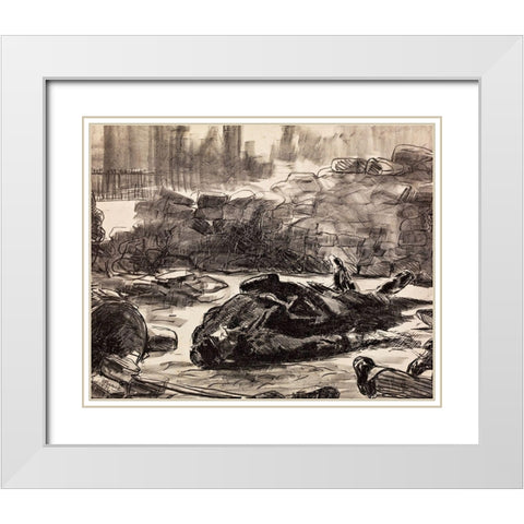 Civil War White Modern Wood Framed Art Print with Double Matting by Manet, Edouard