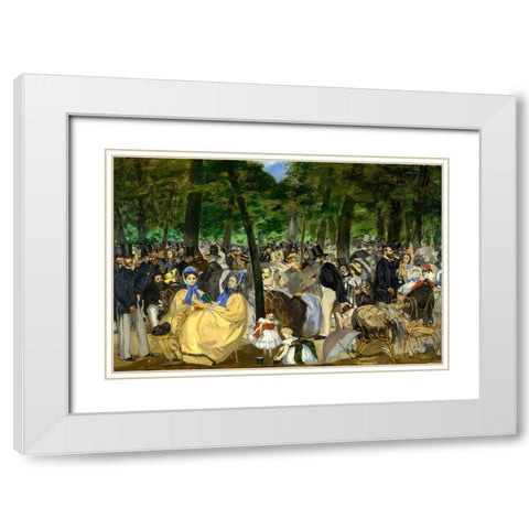 Music in the Tuileries White Modern Wood Framed Art Print with Double Matting by Manet, Edouard