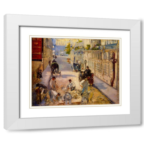 Road workers, rue de Berne White Modern Wood Framed Art Print with Double Matting by Manet, Edouard