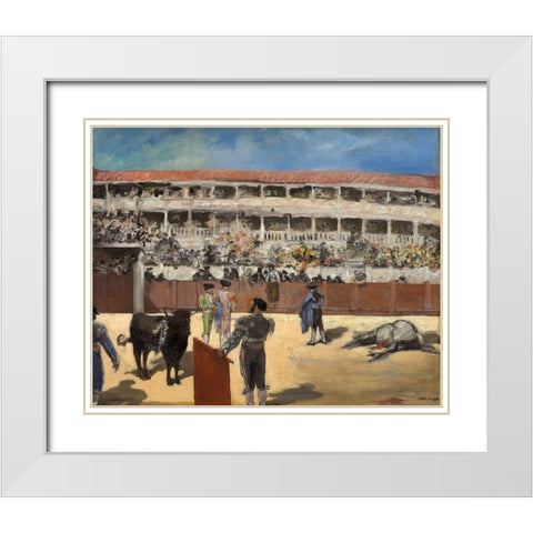 Bullfight White Modern Wood Framed Art Print with Double Matting by Manet, Edouard