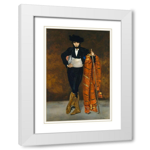 Young man dressed as a majo White Modern Wood Framed Art Print with Double Matting by Manet, Edouard