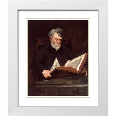 The Reader White Modern Wood Framed Art Print with Double Matting by Manet, Edouard