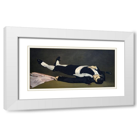 The Dead Toreador White Modern Wood Framed Art Print with Double Matting by Manet, Edouard