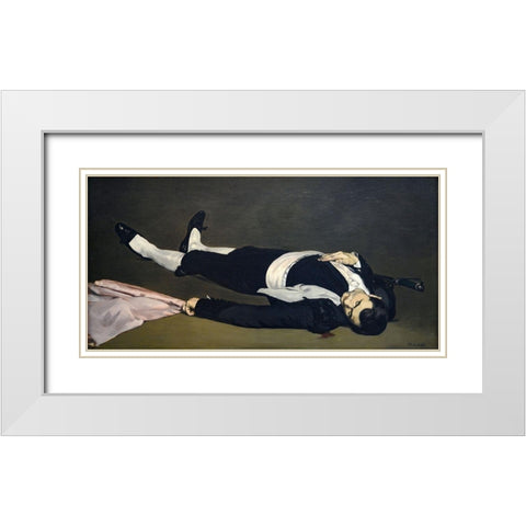 The Dead Toreador White Modern Wood Framed Art Print with Double Matting by Manet, Edouard