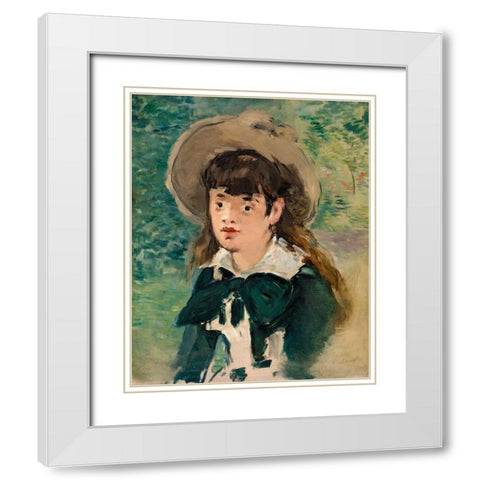 Young Girl on a Bench White Modern Wood Framed Art Print with Double Matting by Manet, Edouard