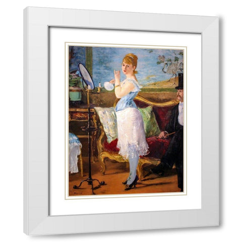 Nana White Modern Wood Framed Art Print with Double Matting by Manet, Edouard