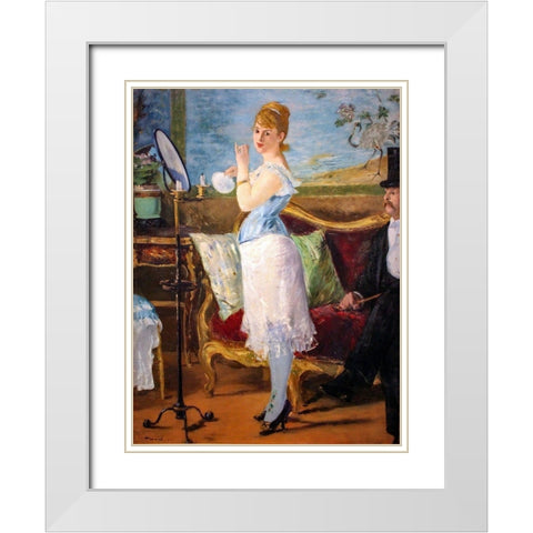 Nana White Modern Wood Framed Art Print with Double Matting by Manet, Edouard