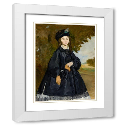 Portrait of Madame Brunet White Modern Wood Framed Art Print with Double Matting by Manet, Edouard