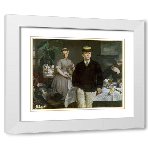 Luncheon in the Studio White Modern Wood Framed Art Print with Double Matting by Manet, Edouard
