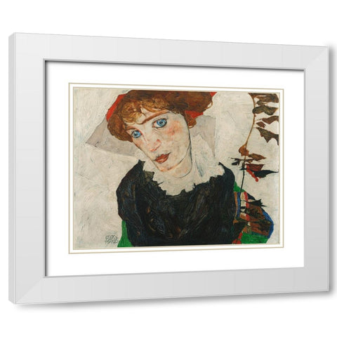 Portrait of Wally Neuzil White Modern Wood Framed Art Print with Double Matting by Schiele, Egon