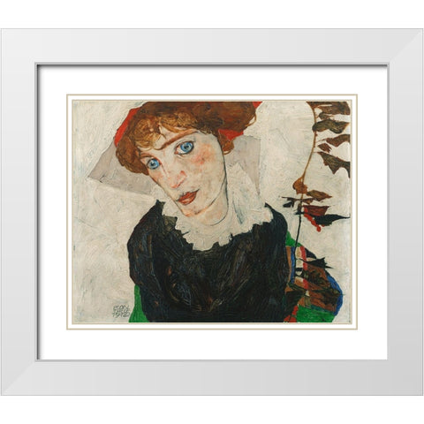 Portrait of Wally Neuzil White Modern Wood Framed Art Print with Double Matting by Schiele, Egon
