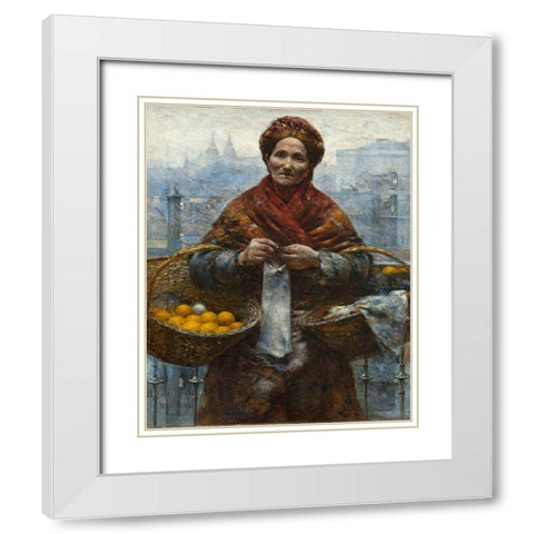 Jewish woman selling oranges White Modern Wood Framed Art Print with Double Matting by Gierymski, Aleksander