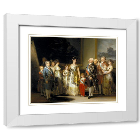 Charles IV of Spain and His Family White Modern Wood Framed Art Print with Double Matting by Goya, Francisco