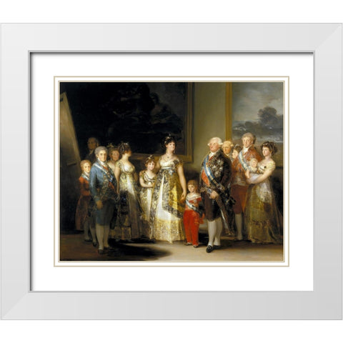 Charles IV of Spain and His Family White Modern Wood Framed Art Print with Double Matting by Goya, Francisco