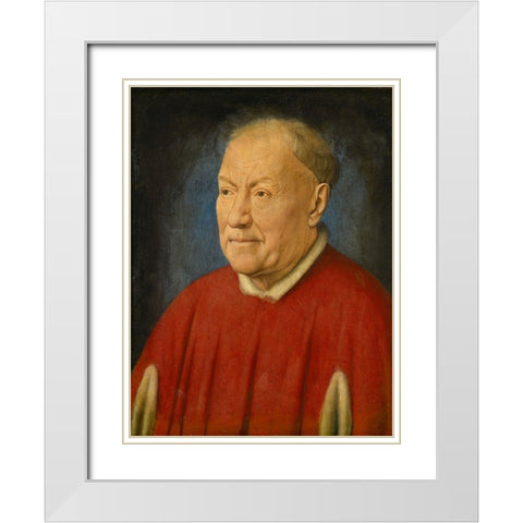Kardinal Niccolo Albergati  White Modern Wood Framed Art Print with Double Matting by van Eyck, Jan