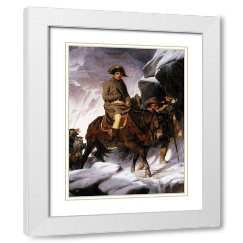 Napoleon Crossing the Alps White Modern Wood Framed Art Print with Double Matting by Delaroche, Paul