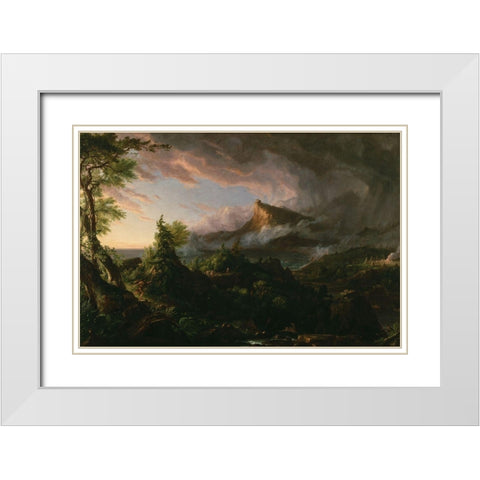The Savage State from The Course of Empire White Modern Wood Framed Art Print with Double Matting by Cole, Thomas