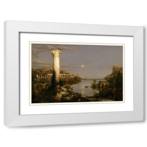 The Course of Empire Desolation White Modern Wood Framed Art Print with Double Matting by Cole, Thomas