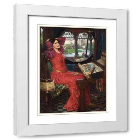 I am half-sick of shadows, said the lady of shalott White Modern Wood Framed Art Print with Double Matting by Waterhouse, John William